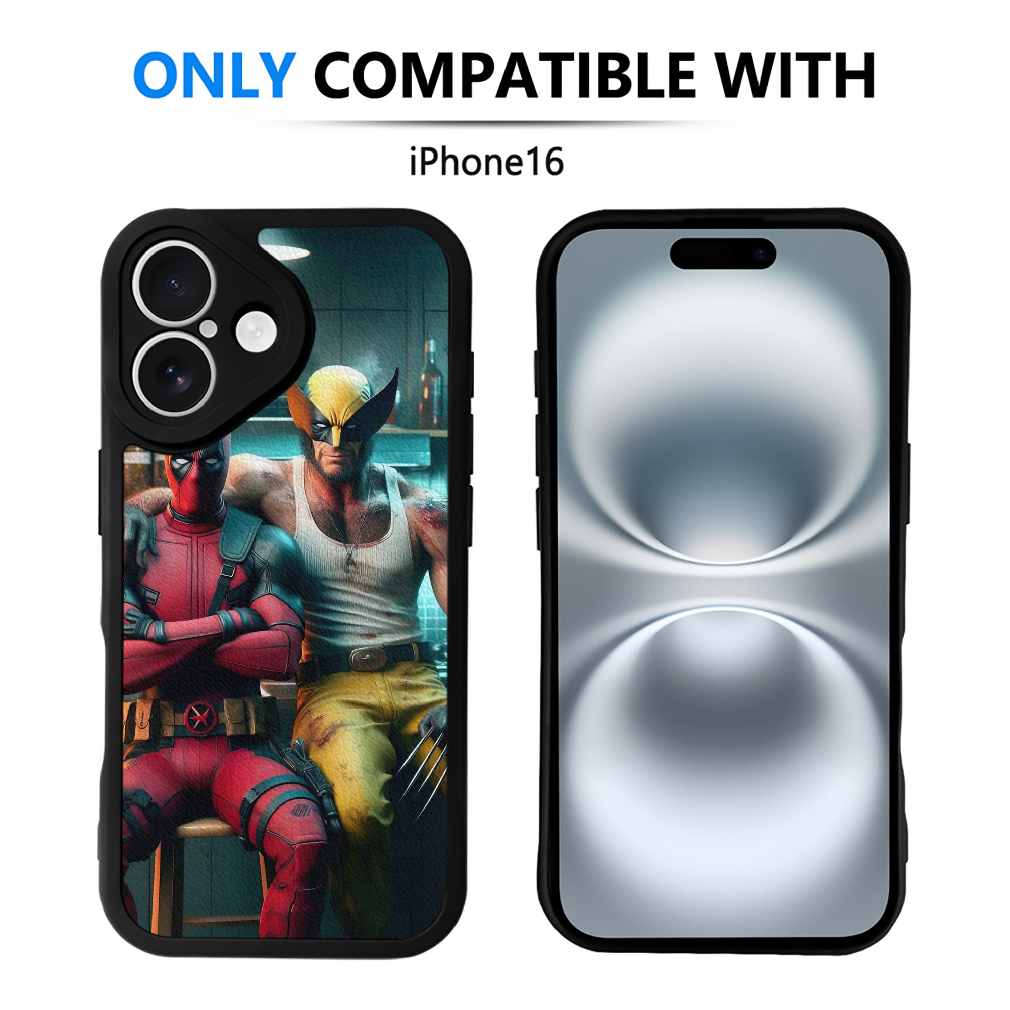 （画像用） Deadpool デッドプール 【iPhone 16シリーズ対応】シリコンスマホケース（レザー調） 材質：シリコン